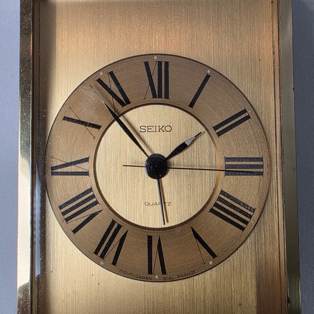 Seiko AQP102G Quartz Table Carriage Alarm Clock Roman Numeral French‎ Case Japan